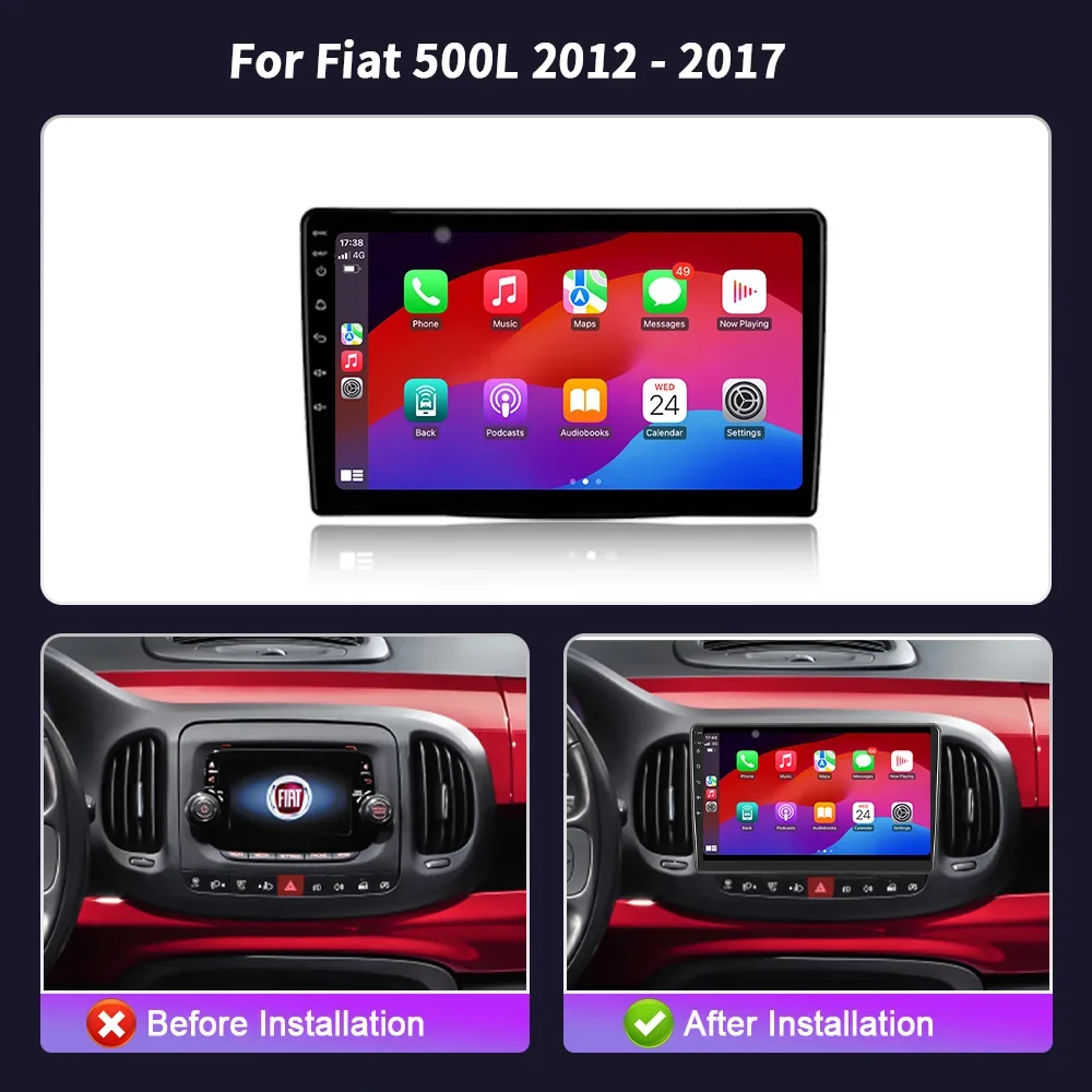 Autoradio لشركة فيات 500L 2012 - 2017 وحدة رئيسية راديو ستيريو نظام تحديد المواقع والملاحة Carplay الوسائط المتعددة شاشة سيارة أندرويد 4G واي فاي