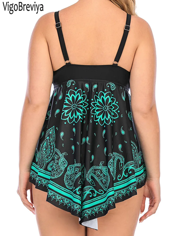 VigoBreviya 2025 Print 2-częściowy zestaw tankini Plus Size Kobiety Push Up Hollow Curvy Strój kąpielowy Wysoka talia Plaża Lady Duży kostium