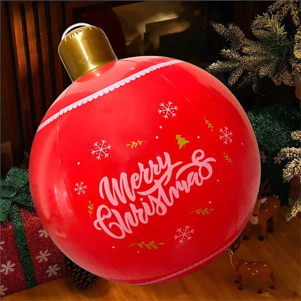 24 Inch Giant Inflatable Christmas Ball Large Outdoor Decorated Ball Outdoor Christmas Decorations Christmas Decorations Ball