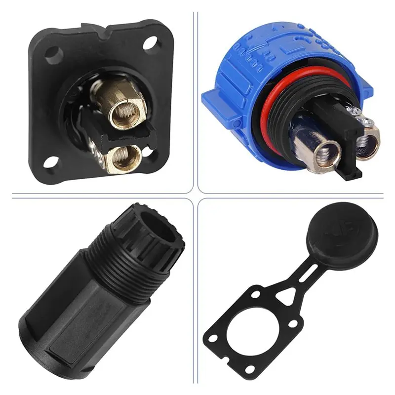 2X Trolling Motor Plug Set,12V/24V/ 36V/48V Plug For Down Rigger/ Fishing Reel Waterproof Marine Boat DC Power Connector