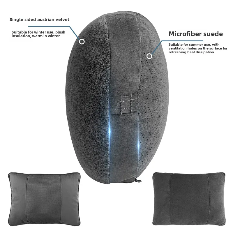 Double-Sided Car Seat Cushion（Suede + Plush Fleece） - Headrest & Lumbar Support, All Vehicles Compatible, Luxury Comfort for Lon - Image 3