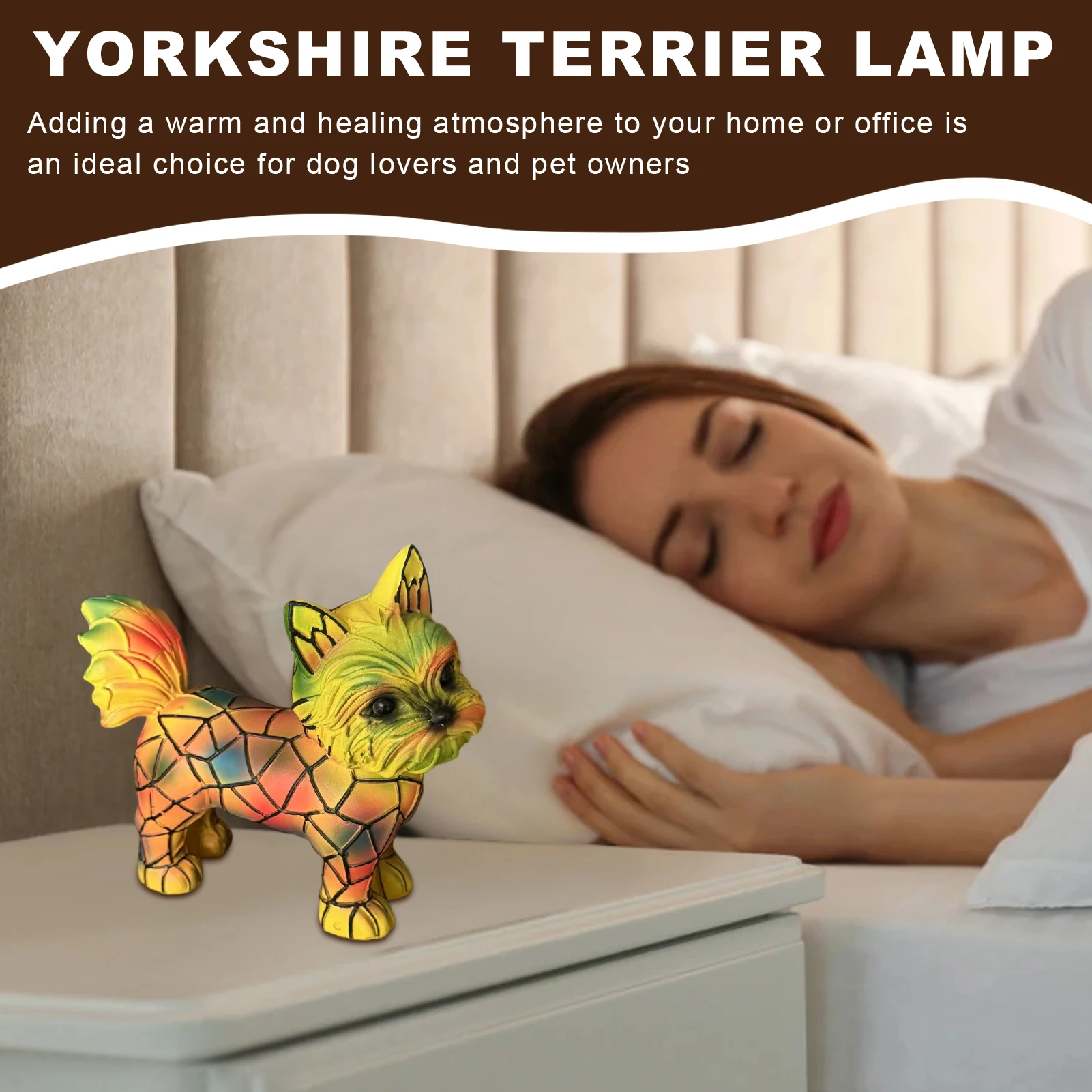 Серия собак, художественный ночник, лампа йоркширского терьера, светодиодный настольный светильник из смолы, винтажное окружающее освещение для гостиной, домашний декор