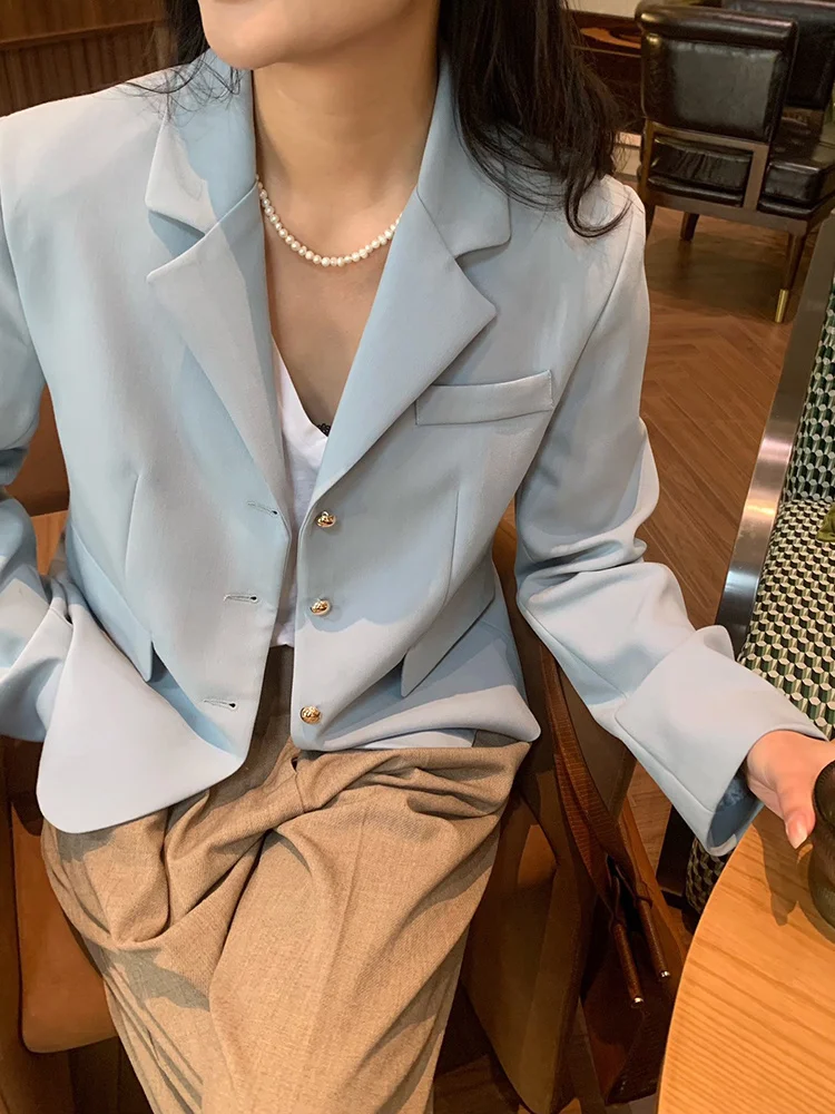 

2023 Korea East Gate Spring/summer New Show White Small Suit Versatile Single Breasted Suit Coat