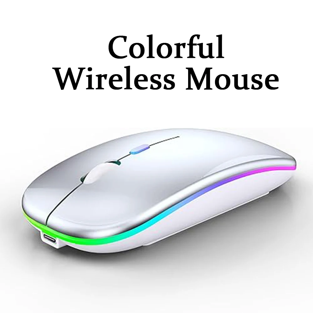 LED Wireless BT Mouse   Ultra-thin Rechargeable Silent BT Mouse     with USB Receiver    BT/2.4G Portable Optical Computer Mouse