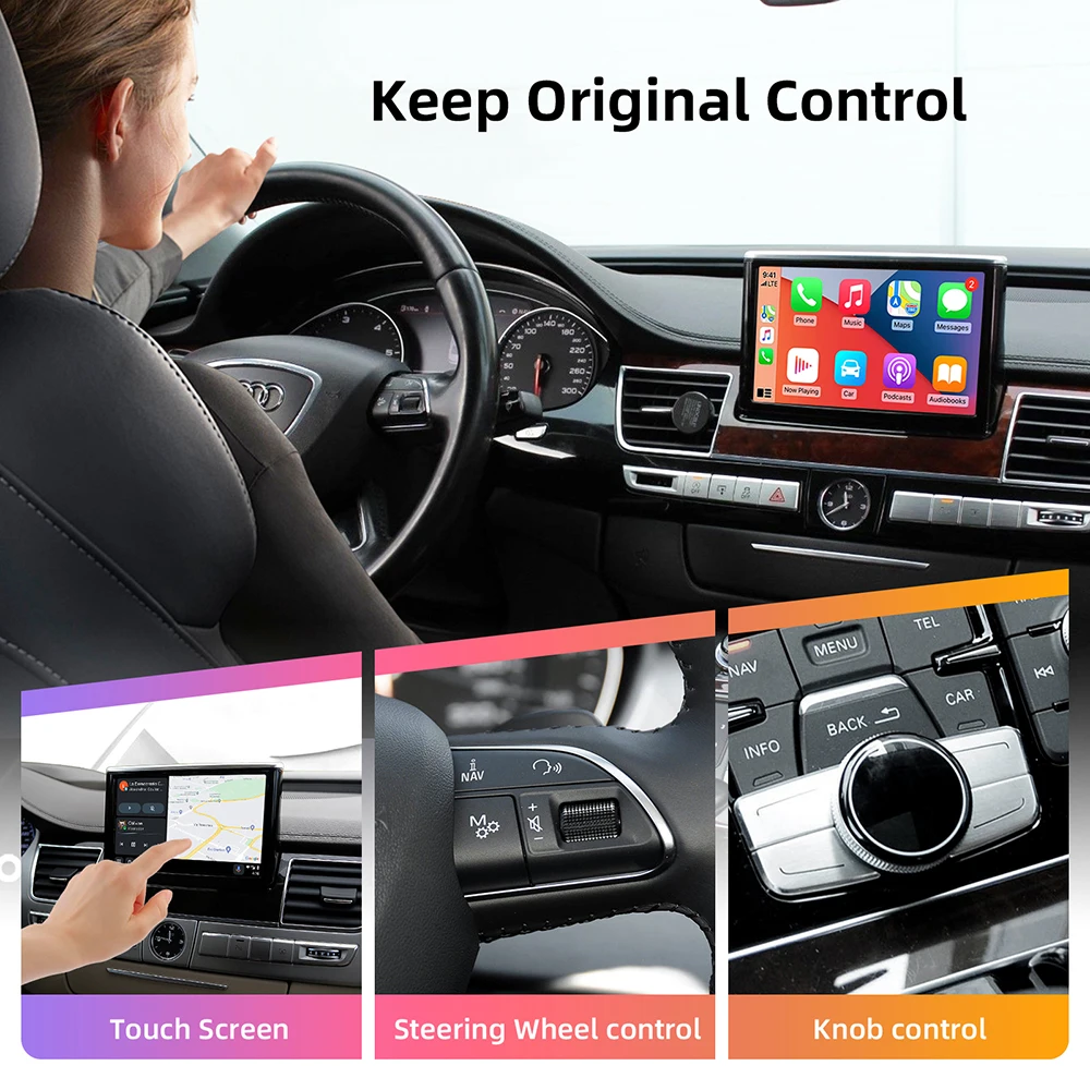 for Audi A8 2010–2017, 6.5 Inch/7 Inch Screen, MMI 3G Module Android Auto Mirror Revers with CarPlay & Android Auto Retrofit Kit