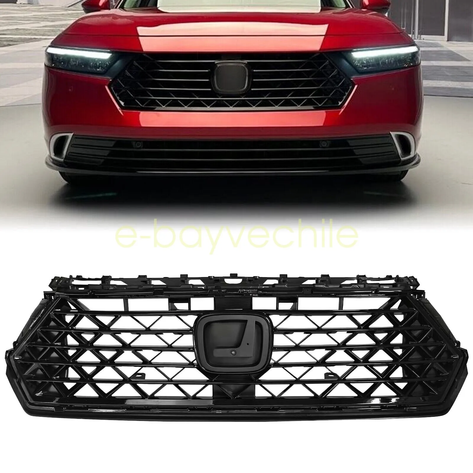 

For 2023-2024 Honda Accord Black Front Bumper Upper Grille Grill 71200-30A-A01