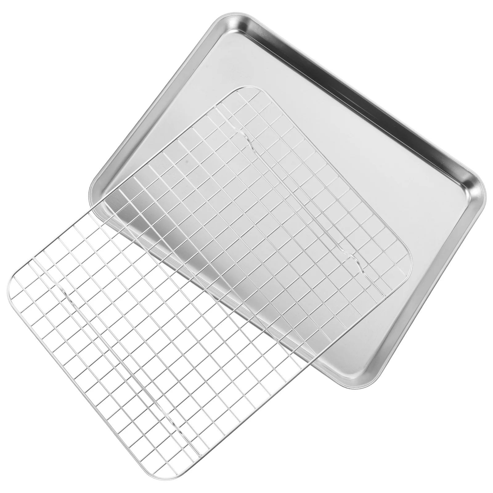 

1 set 1 Set Stainless Steel Pan With Rack Baking Sheet For Oven Roasting Grill Cooking Baking Tray Wire Rack Set Kitchen Tool