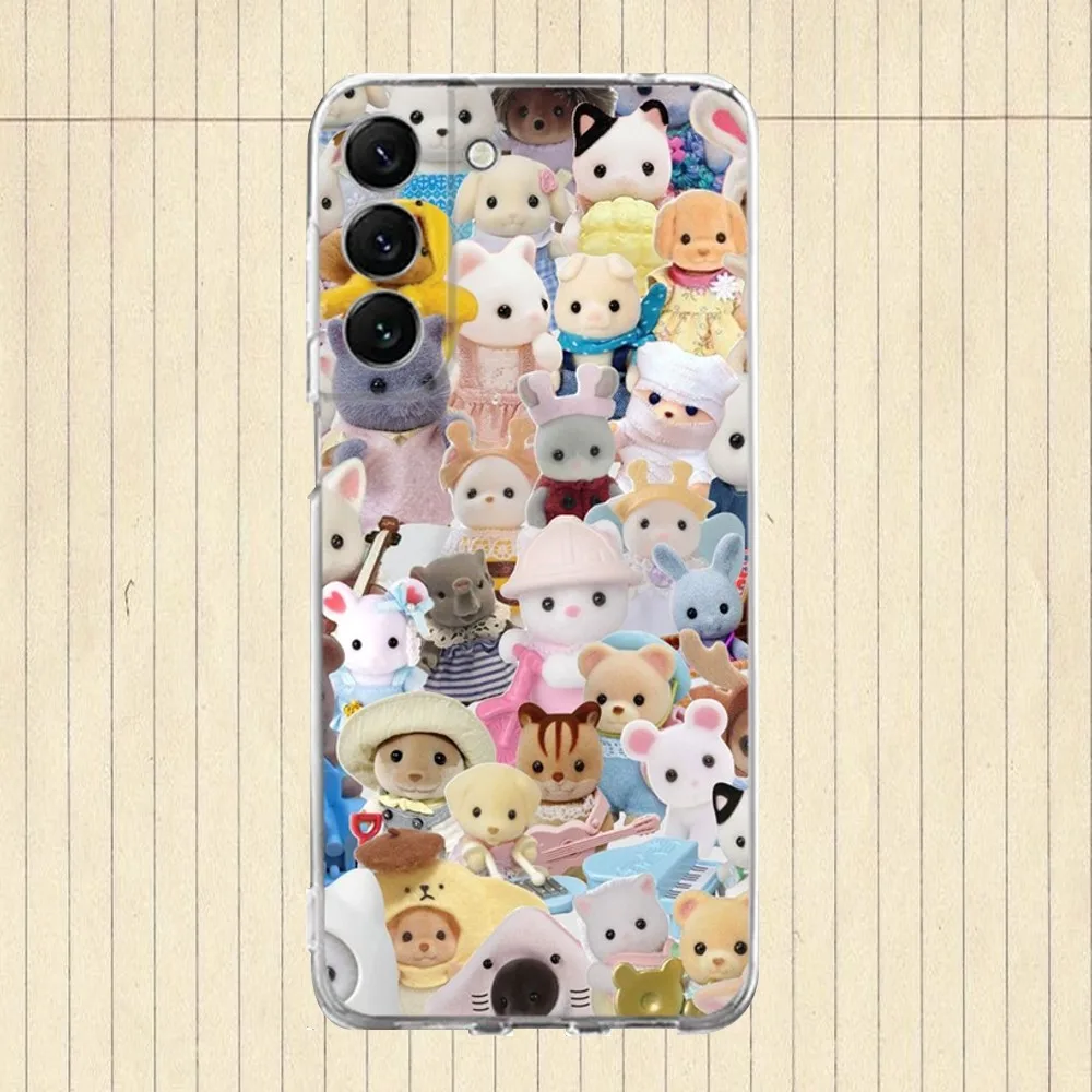 Cute Sylvanian Families Phone Case Silicone For Samsung S30,S23,21,22,20 Ultra,S20 FE lite,S10,9,PIus Note20ultra Cover Clear