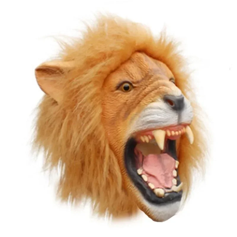

2025 Halloween Props Adult Angry Lion Head Masks Animal Full Latex Masquerade Birthday Party Face Mask Fancy Dress