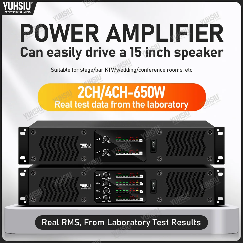 

YUHSIU Professional 2U Class D Digital AMP Hifi High Power Amplifier 650W 2/4 Channels For KTV Disco Stage Karaoke Audio Speaker