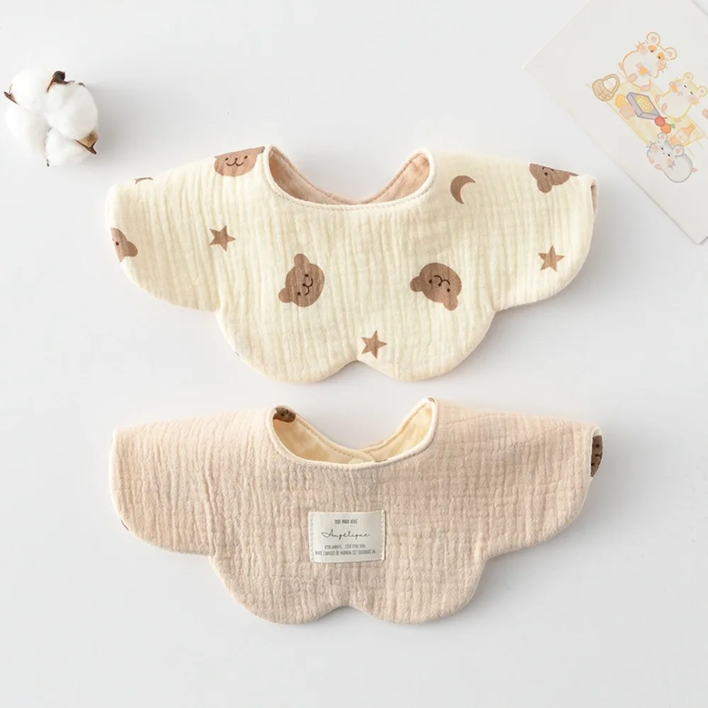 

Cute Two-sided Usable Baby Feeding Bib Breathable Pure Cotton Gauze Drool Bib Pacifier Petal Bib For Kids