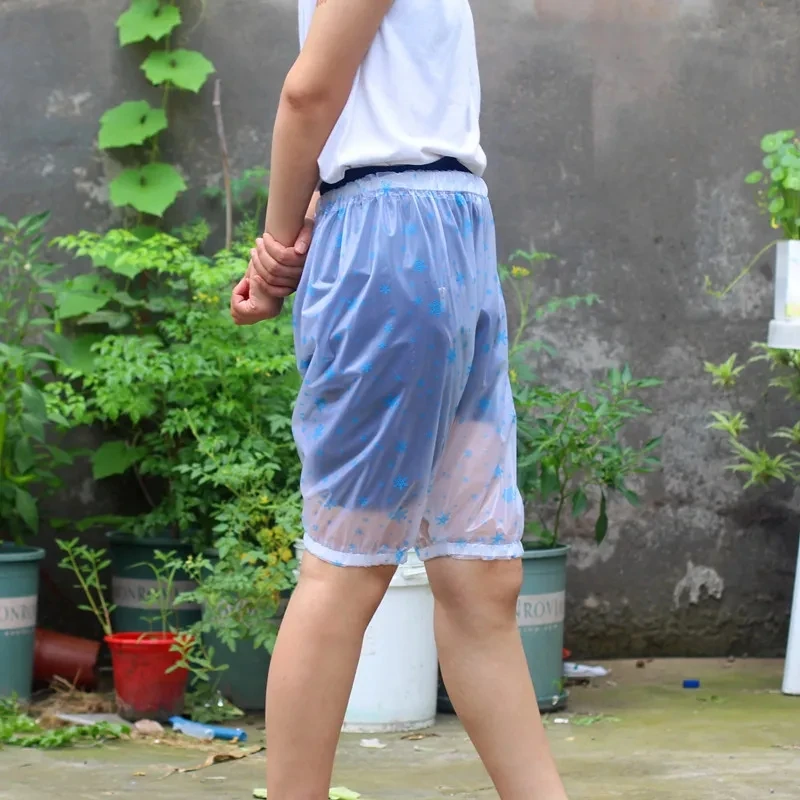 Transparent PVC Man Shorts Waterproof Easy Drop Off Quick Dry Plastic Rainproof Pants