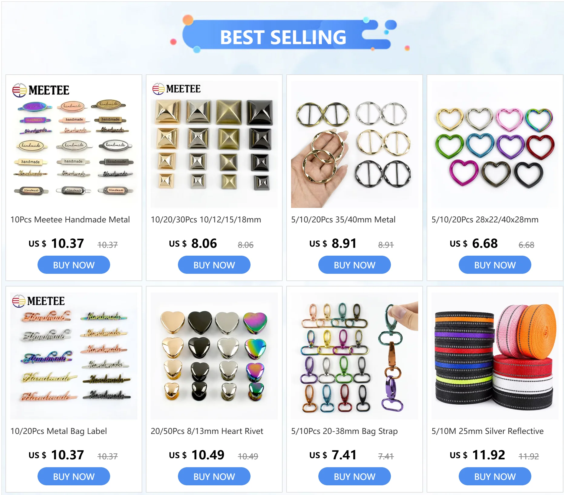 10 Stück Meetee handgefertigte Metall-Taschenetiketten, Dornschließe, Handarbeit, Einsteckschließe, Gurtband, Dekoration, Anhänger, Knopf, DIY-Hardware-Zubehör – Detail 1