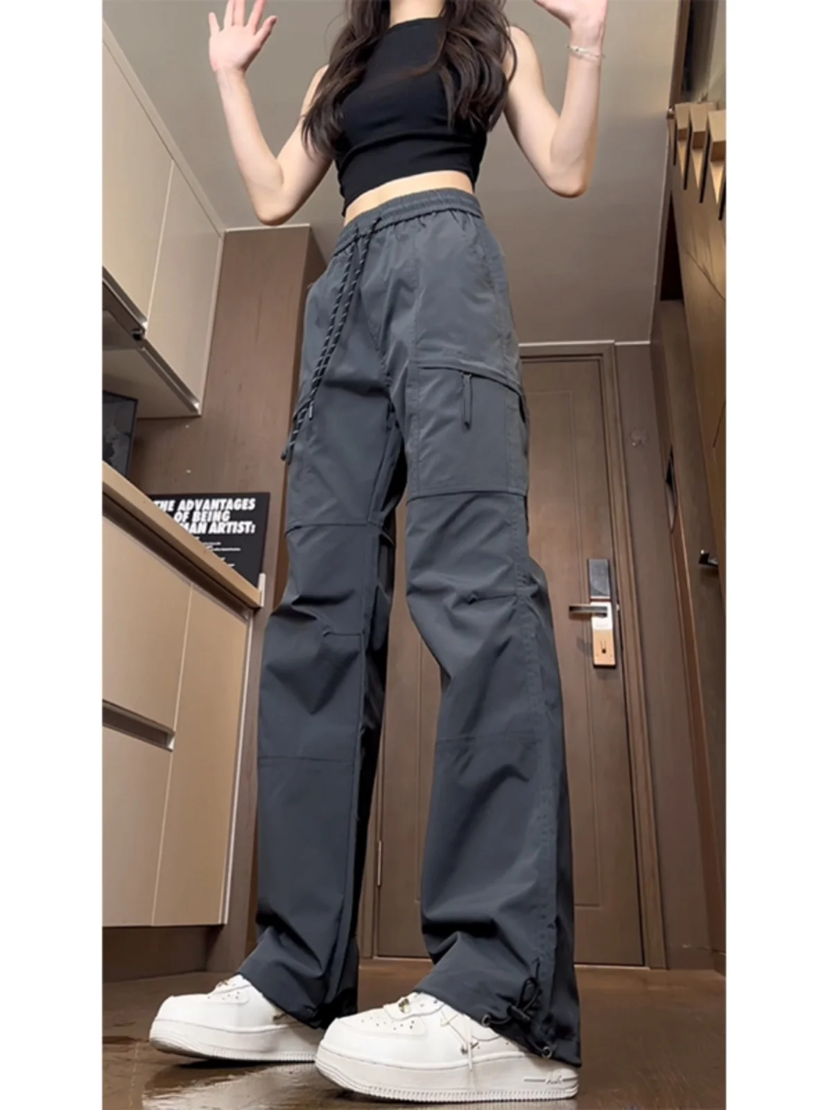 

Waterproof Qui-Dry Men's Cargo Pants Zipper Hiking Outdoor Climbing Deep ey Autumn American Functional Sle Workwear