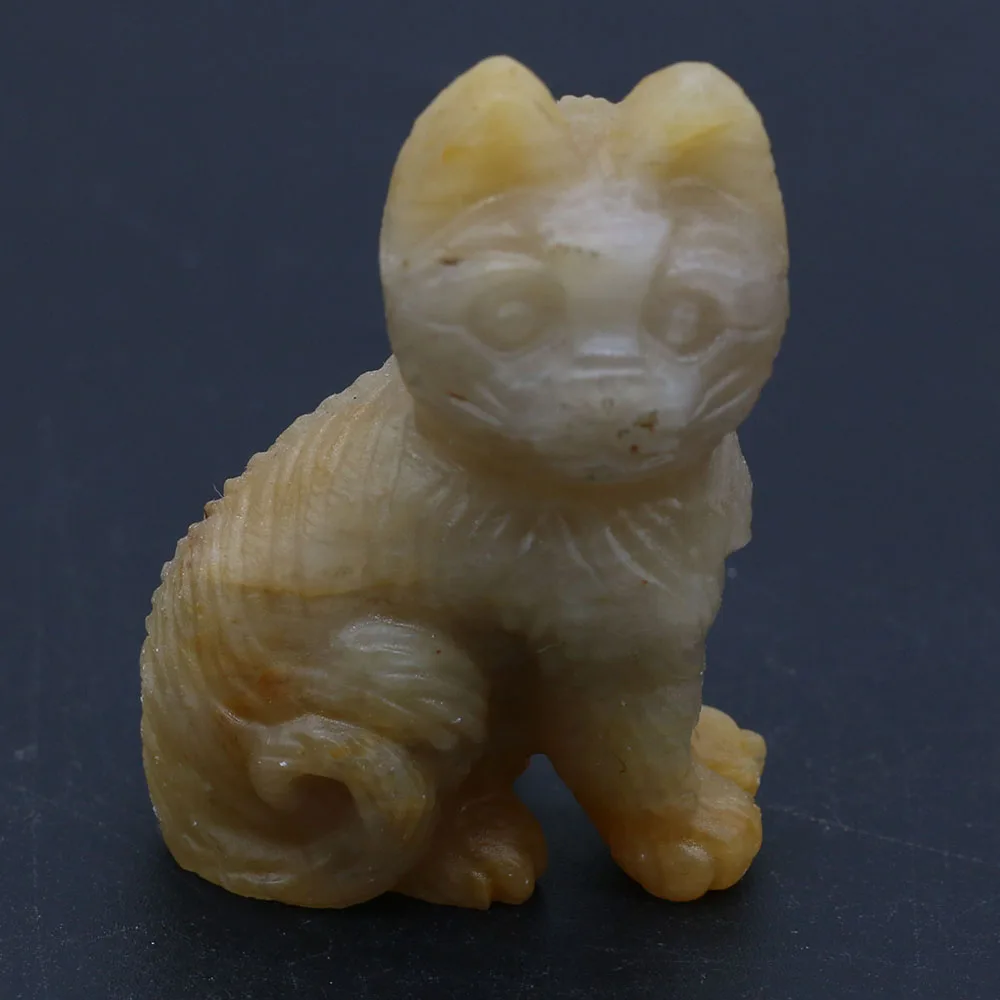 1PCS Wholesale Natural Jade Agate Rose Quartz Cat Shape Ornament Healing Energy Ore Mineral Craft Home Decor Gift 33x53mm