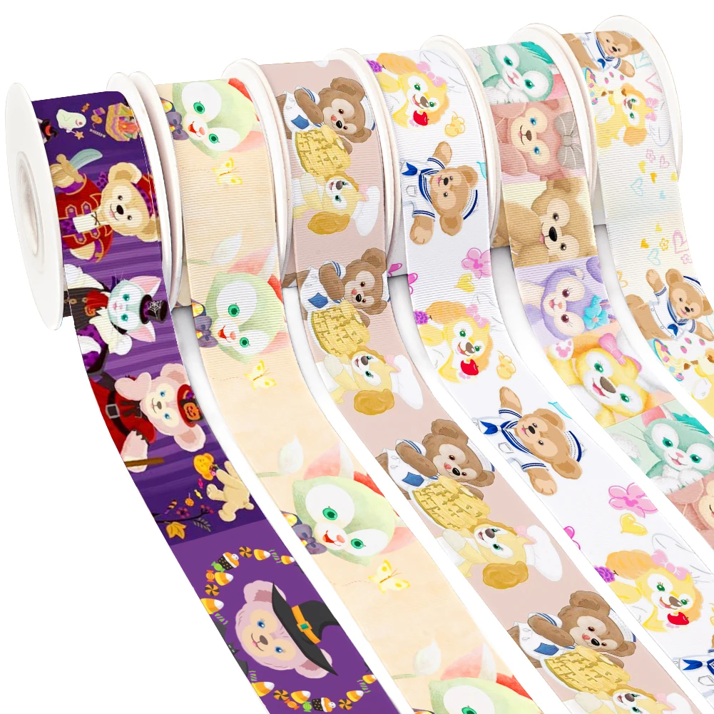 50 yards Cute Disney Cartoon Ribbon Duffy Friend's Bear Cartoon Printed Grosgrain Ribbon