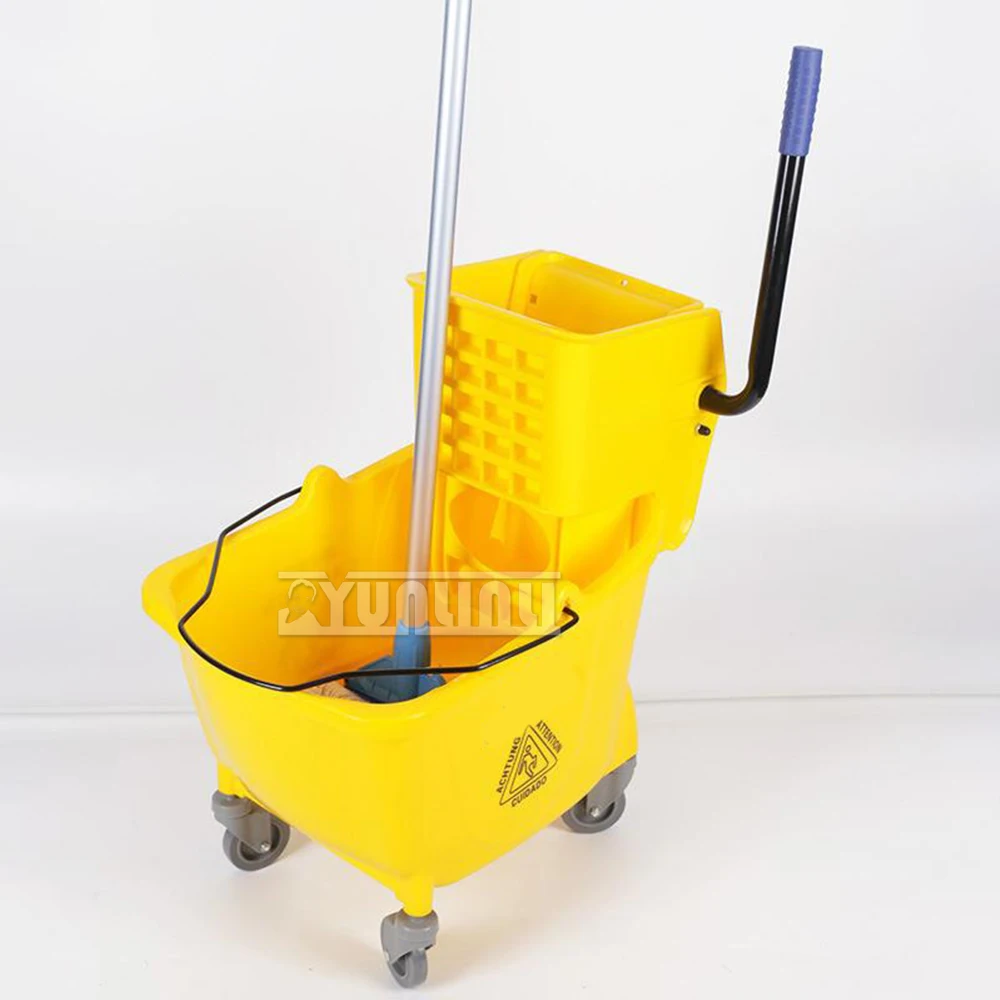 36L Mop Squeeze Dry Bucket Mop Bucket Handcart Floor Cleaning Tool Mop Wash Bucket Trolley Cleaning Cart Washing Water Cart