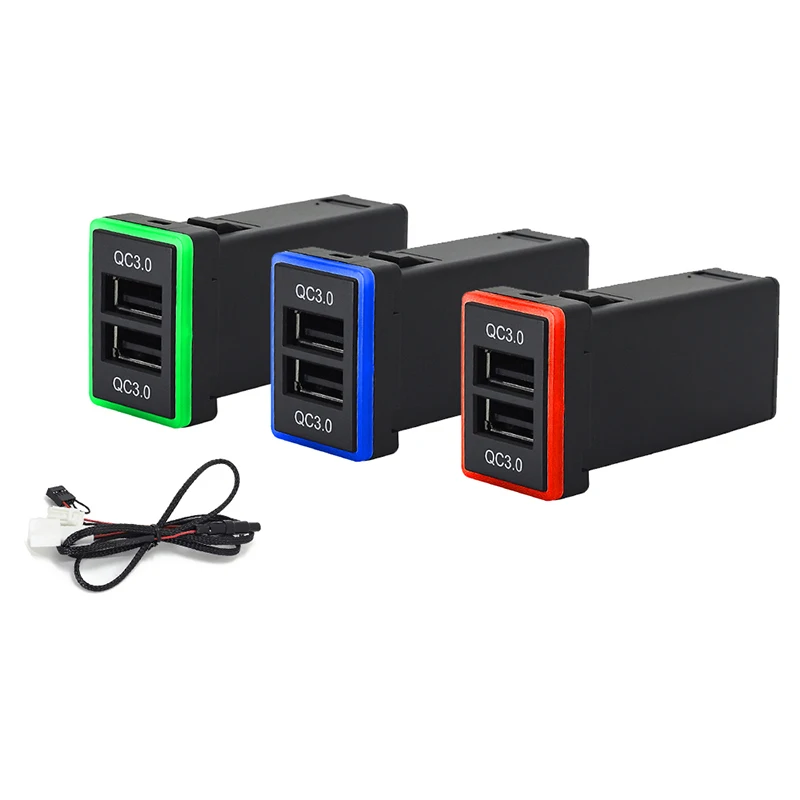 Quick Charge 3.0 Dual USB Car Charger Double USB Phone Fast Charger With LED Display For Toyota