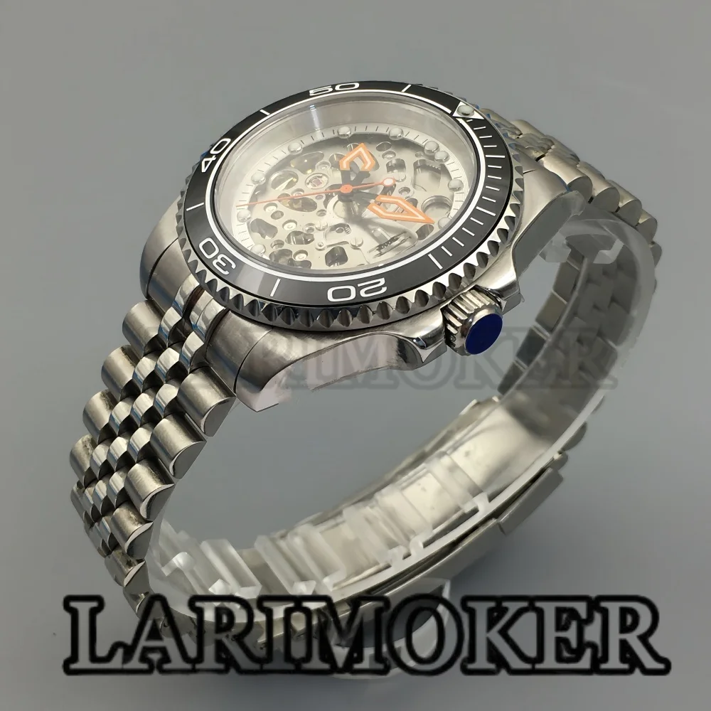 LARIMOKER NH70 Sports Men's Diving Watch Waterproof Glow Transparent Hollow Dial Sapphire Glass Stainless Steel Watch