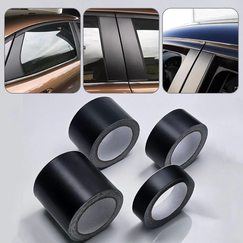 3/5/10M Black Matte Vinyl Tape Window Trim Film Chrome Delete Vinyl Wrap Roll for Car Pillar Hood Roof