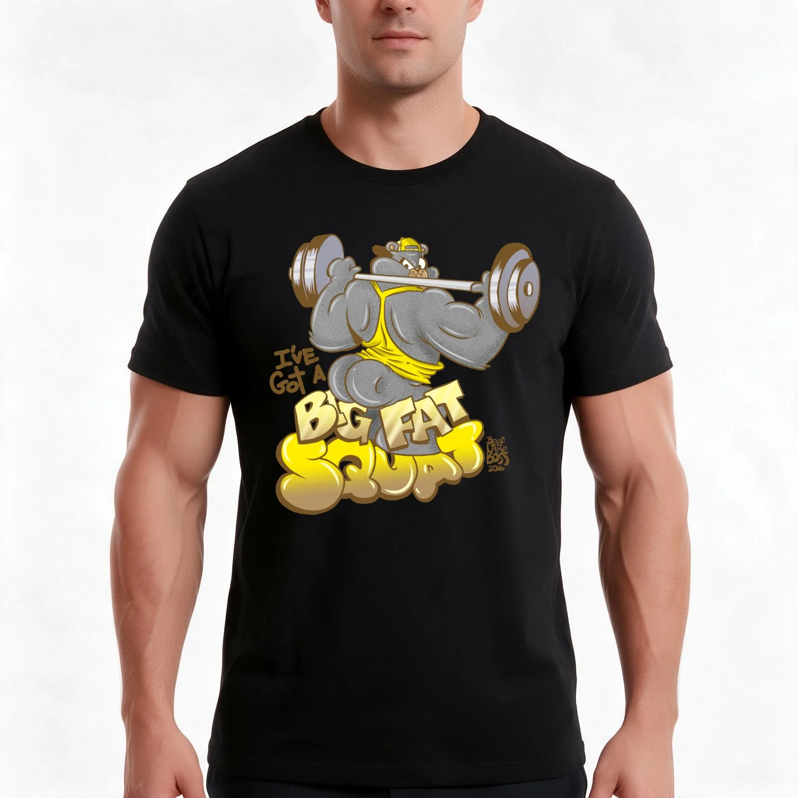 BI FAT SQUAT T-Shirt, Summer Casual Cotton Tee, Oversized Streetwear Tops, Vintage Graphic Print, Loose Fit Short Sleeve