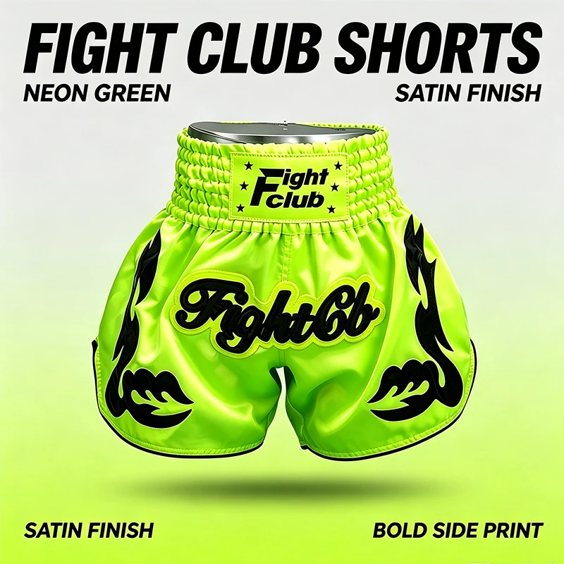 Kampfshorts für Männer, Frauen und Kinder aus Satin für Muay Thai, Boxen, Kickboxen, MMA, Training, Wettkampf, Ringen und Kampfsport