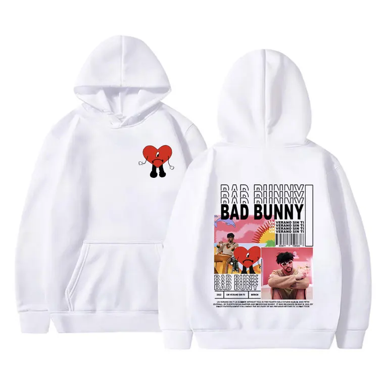 Rapper Bad Bunny Un Verano Sin Ti Music Album Hoodie Men Woman Vintage Hoodies Hooded Sweatshirt Hip Hop Rap Male Streetwear Y2k