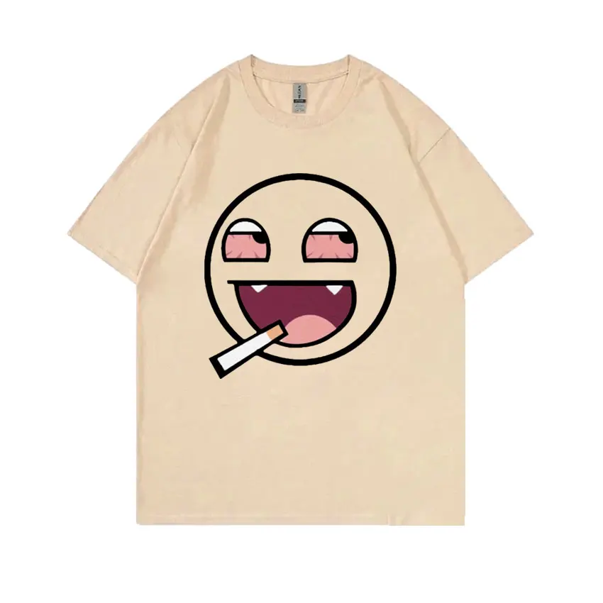 Epic Face Domo Kun Smoking Funny Meme T Shirts Men Women Casual Oversized Short Sleeves T-shirts Men's Fleece Cotton Tee Shirt