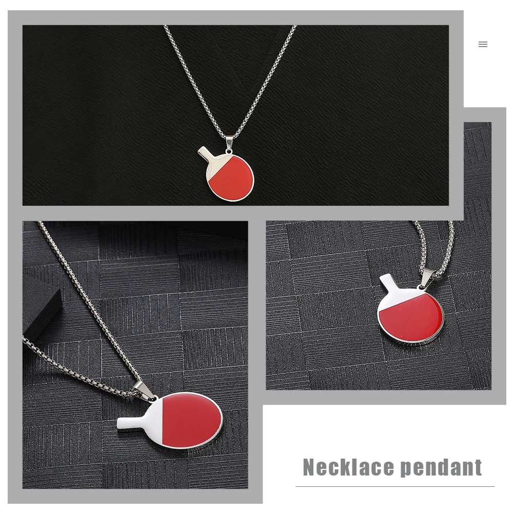 

2pcs Titanium Steel Table Tennis Necklace Pendant Neck Chain Lightweight Durable For Men Women Creative Sports Jewelry Gift