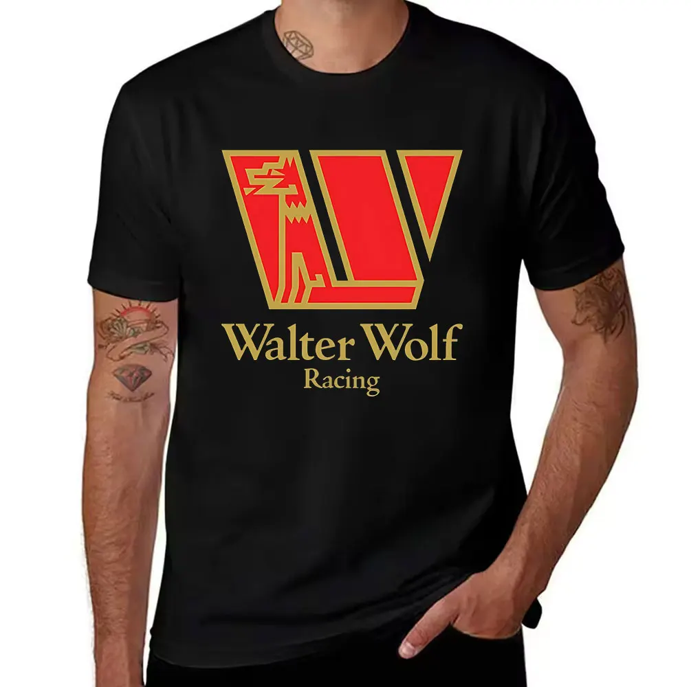 Men's Cotton T-Shirt Walter Wolf Racing Vintage Motorsport Graphic Print Casual Tee