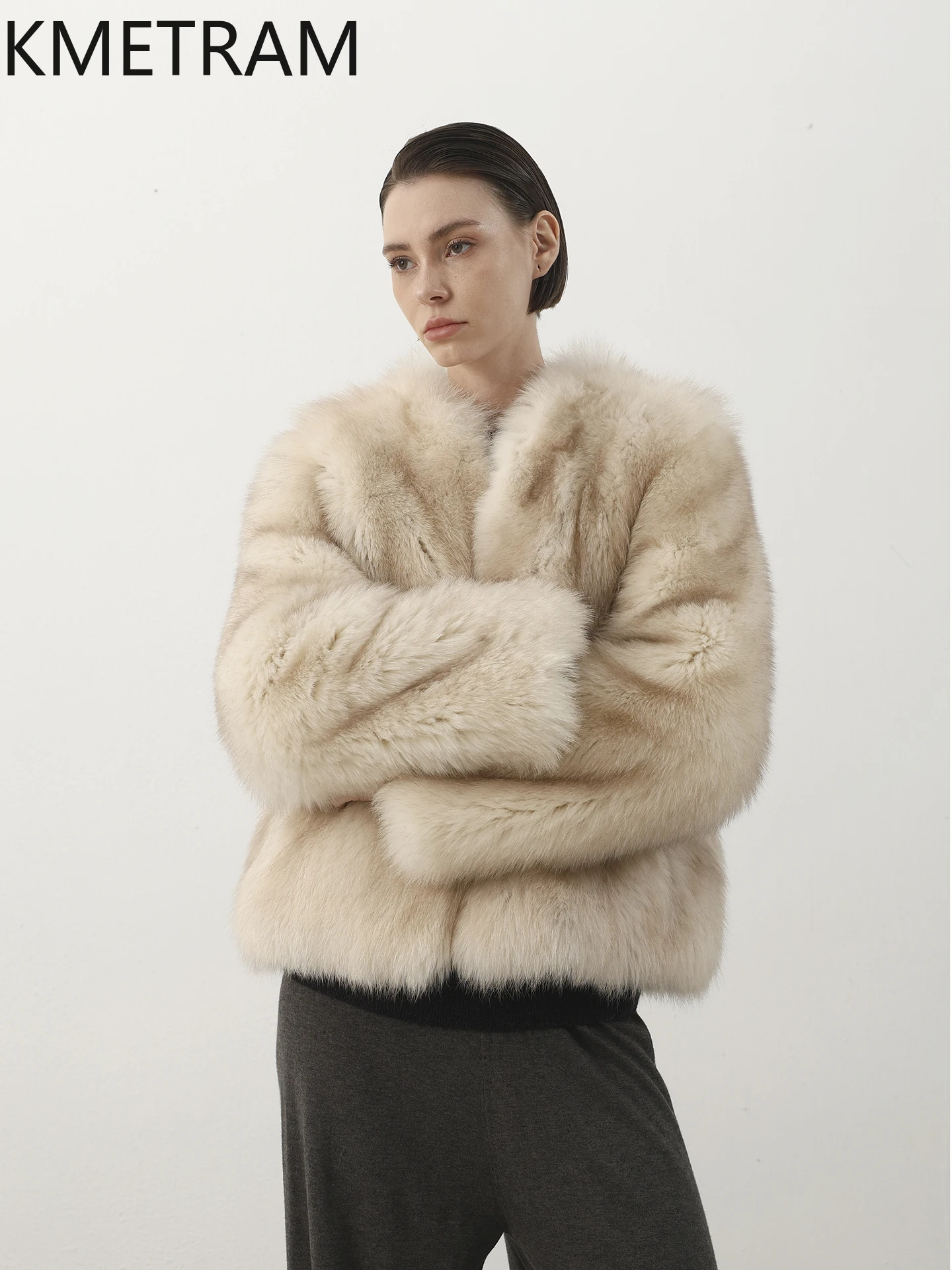 KMETRAM 100% Naturale Cappotto di Pelliccia di Volpe Donna di Lusso Breve Giacca di Pelliccia Reale Vecchio Denaro Estetica Donne Vestiti Invernali 2025 vestes femmes