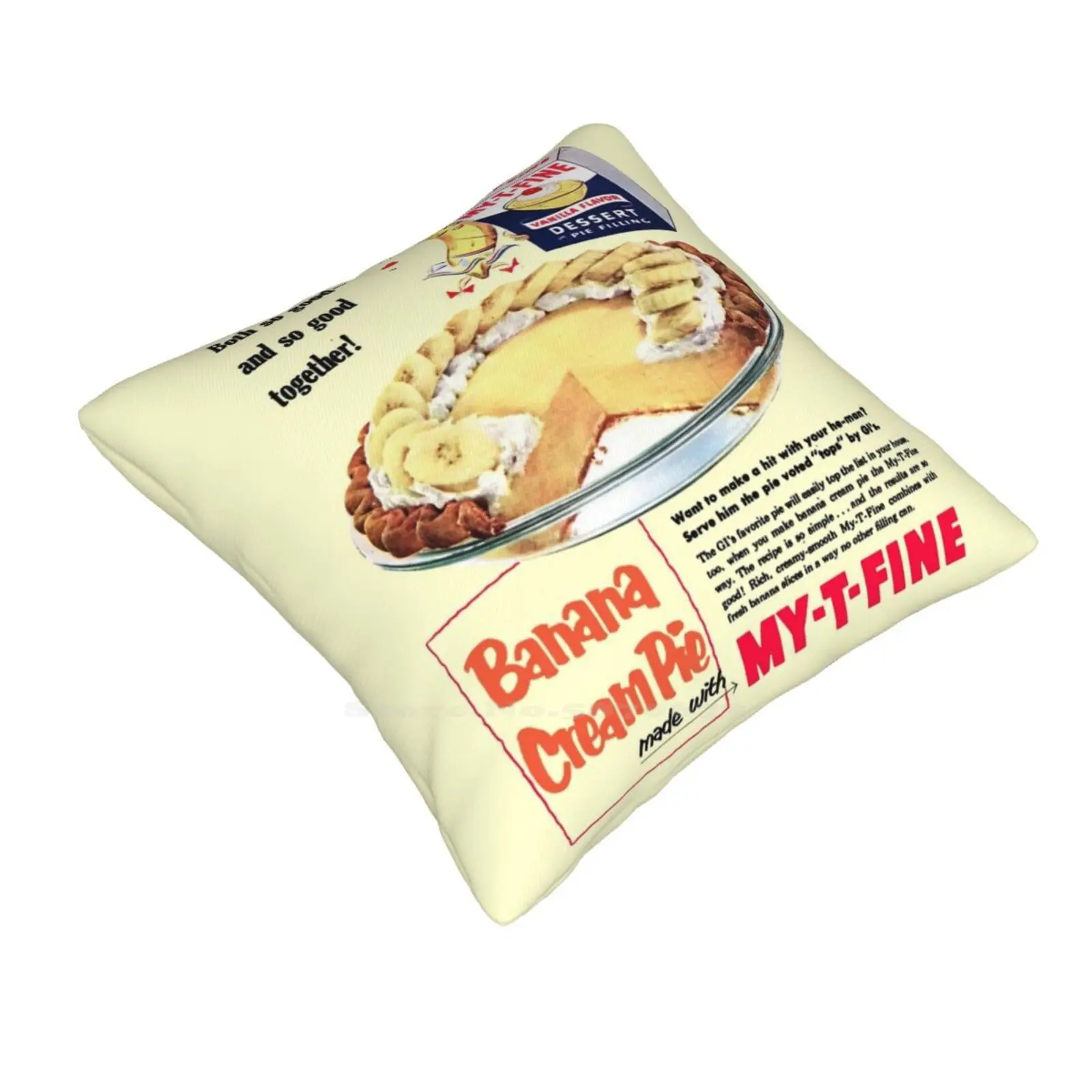 Banana Cream Pie Home Sofa Car Cushion Cover Pillowcase Colourful 1950s Nostalgia Nostalgic Mum Dad Fathers Day Mothers Day