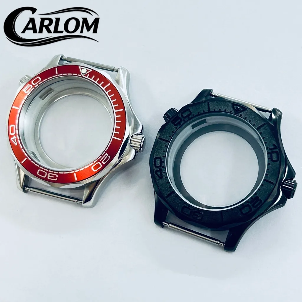 41mm NH Watch Case For NH34 NH35 NH36 NH38 NH39 NH70 NH72 Movement SEA300/600 Dark Blue Red Bezel Silver Black PVD Case