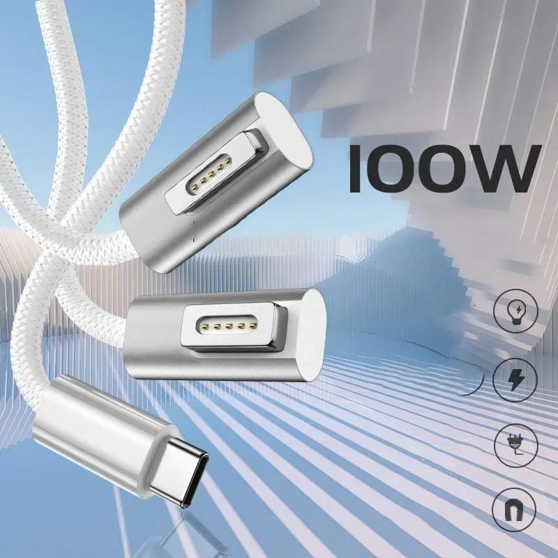 

100W Fast Laptop Charging Cable Cord for Macbook Air Pro USB C Type C to Magnetic Plug Adapter for Magsaf* 1 2