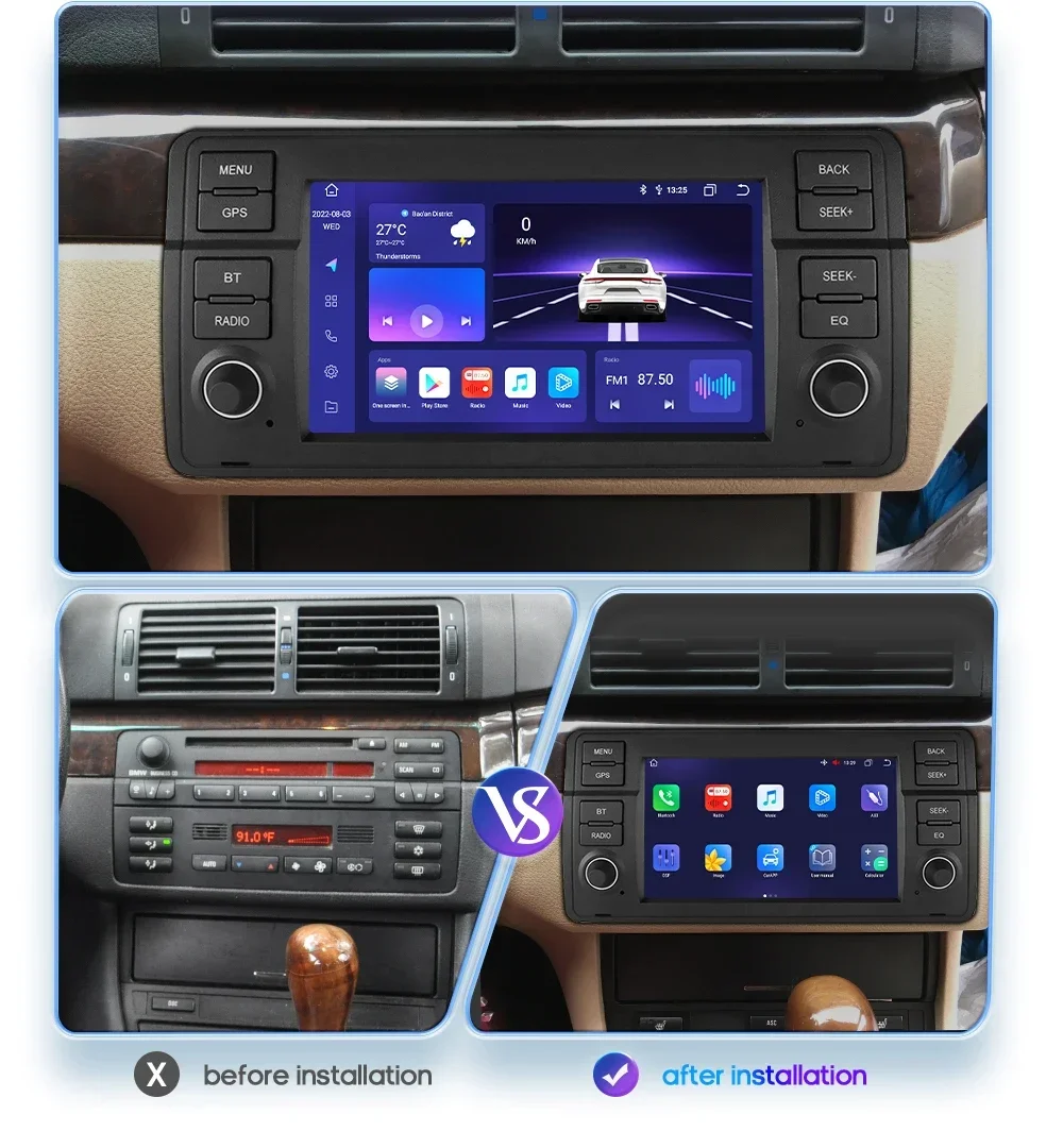 8+128G AI Voice Car Android Auto Radio for BMW E46 M3 318 320 325 330 335 Carplay 4G LTE Multimedia Player GPS Autoradio RDS SWC