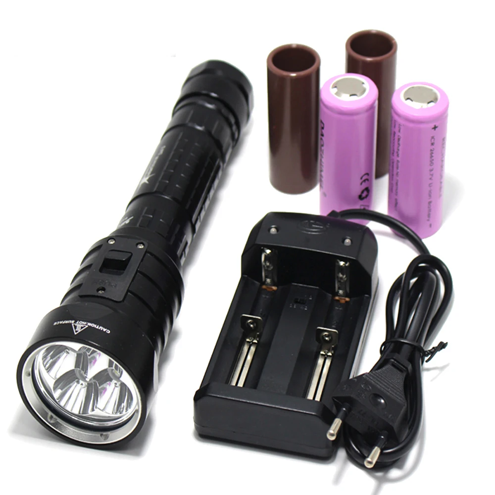 6000 Lumens Diving Flashlight 3 Modes IPX8 Waterproof Scuba Dive Lamp 4 x L2 Underwater camping LED Flashlights Submarine Lamp