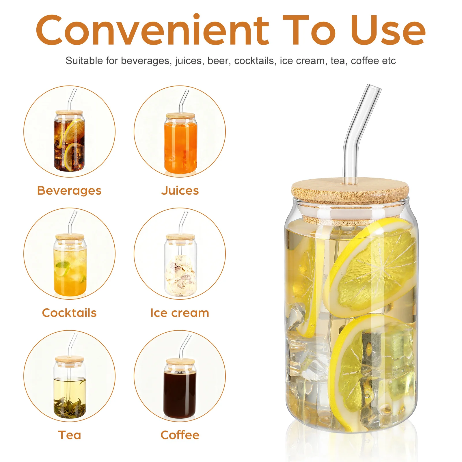 2 قطعة أكواب زجاجية غطاء من الخيزران كوب عصير القش القدح غطاء المشروبات الزجاجية كوب شرب الماء للمنزل مطعم استخدام المشروبات الباردة