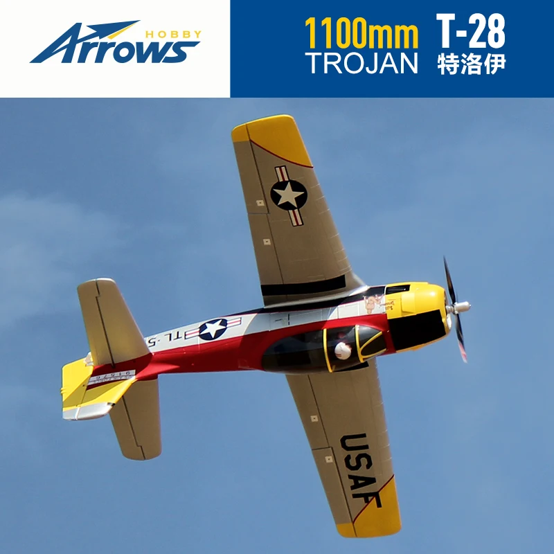 1,1 m T-28 modelo de Control remoto luchador modelo ensamblado avión de una sola ala avión de realidad eléctrica bajo victoria fija