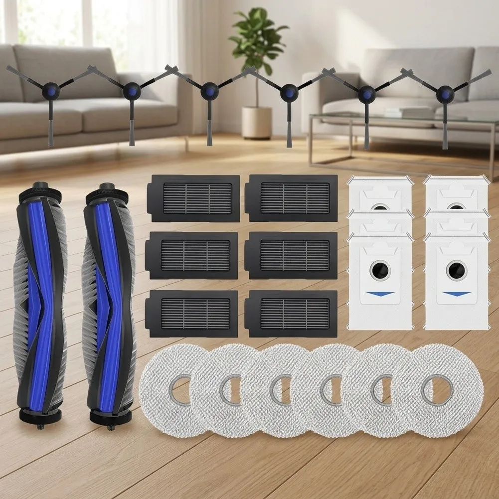 For Bosch Spotless Max BCRDW3B Vacuum Parts Kit 2 Main Brushes 6 Side Brushes 6 Dust Bags 6 Mop Cloths 6 Filters