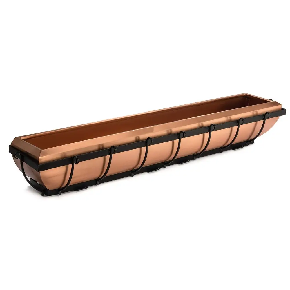 

Potter 48Inch Real Copper Window Box Planter with Wrought Iron Frame Luxury Handcrafted Hanging Flower Box for Windows, Decks a