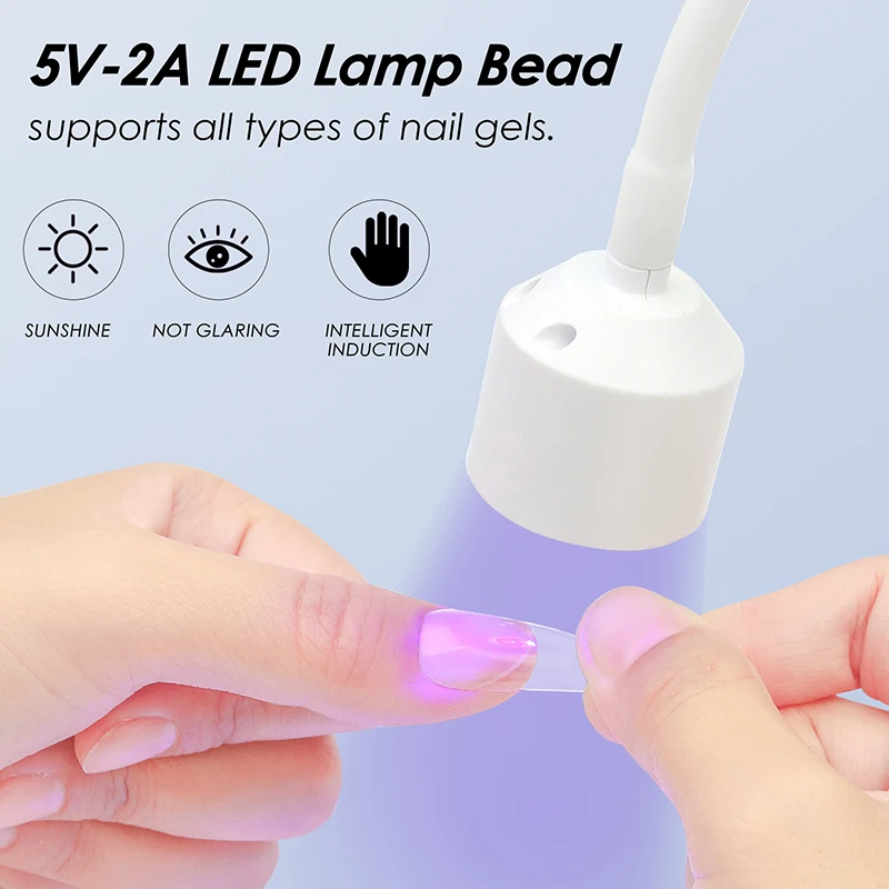 เครื่องเป่าเล็บขนาดเล็กแบบพกพา6W พร้อมไฟ LED รังสียูวีที่360แขนหมุนได้อย่างรวดเร็วไฟเล็บเจลสำหรับทำเล็บในบ้านร้านเสริมสวย