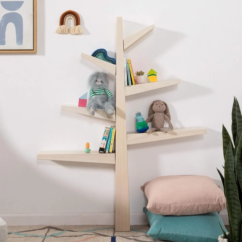 

Spruce Tree-shaped Bookcase (washed Wood Color)