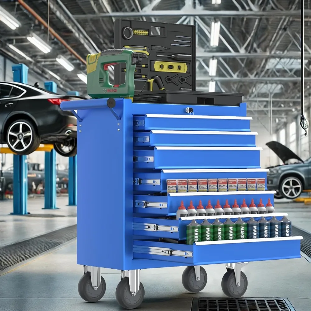 

7-Drawer Heavy Duty Rolling Tool Chest with Lock, Large Capacity Metal Tool Cabinet for Garage Storage