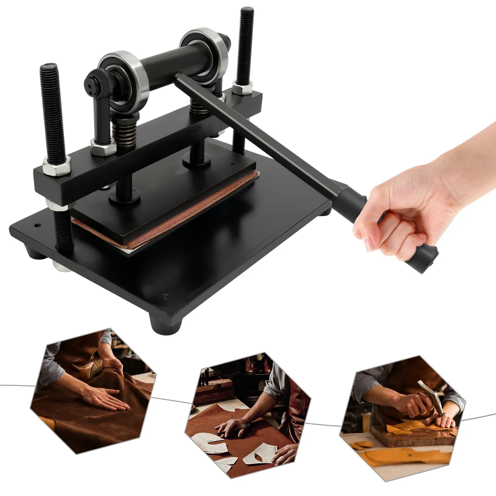 Manual Leather Cutting Machine, Carbon Steel Embossing Machine for Leather Work, Craft Projects& DIY Creations