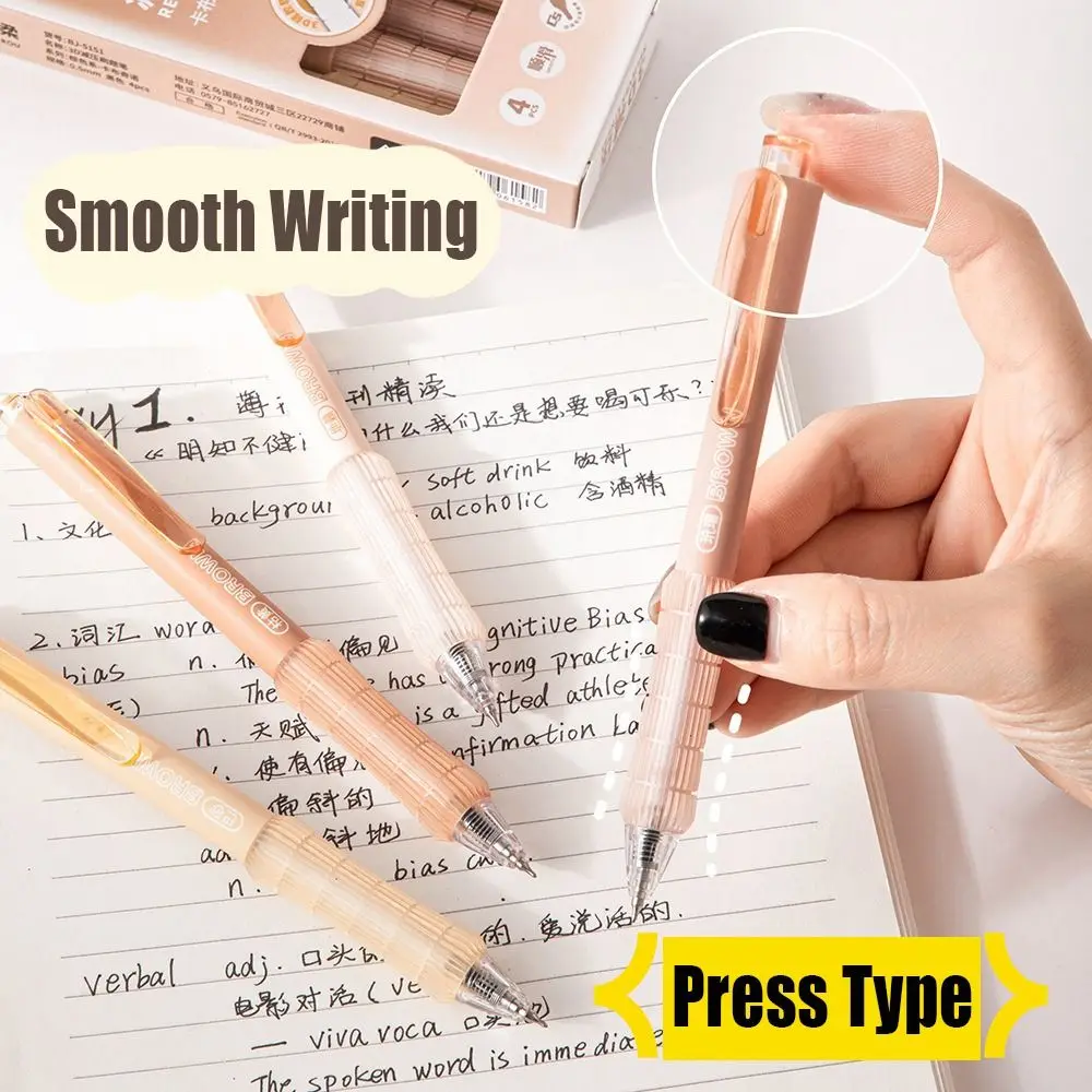 4PCS/Set New Soft Grip Ballpoint Pen CS Tip Press Type Gel Pen Quick Drying 0.5mm Black Ink Office Signature Pen Students