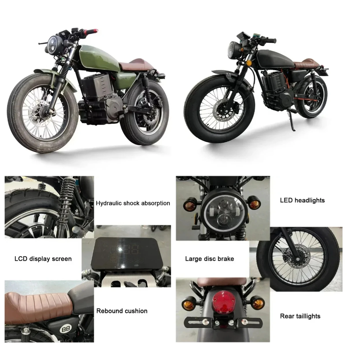 

XDS Electric Motorcycle Luyuan MotorcycleSuper Power 2000w Cafe Racer Motorbike Super Long Range Electric Bike Retro Electric Mo