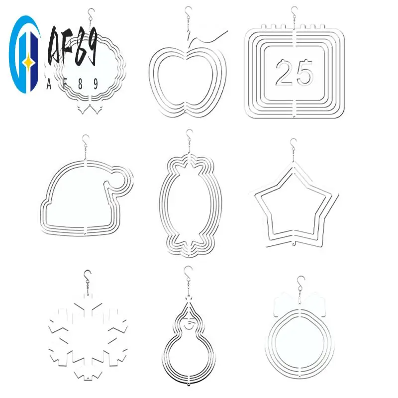 

AF89-9Pack 8 Inch Sublimation Wind Spinners Christmas Wind Spinner Blanks Christmas Decorate For Garden Decoration