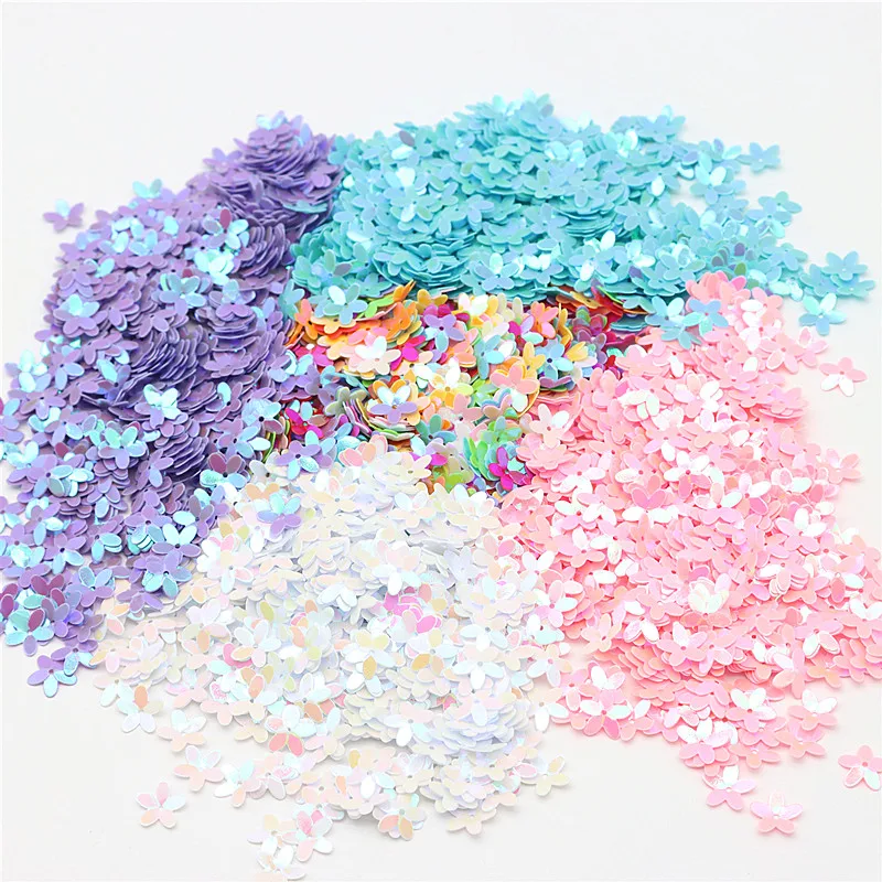 10mm  AB Mixed Color Five-finger Flower-shaped PVC Sequins for Sewing Clothing Scrapbook Home Decoration Accessories Crafts