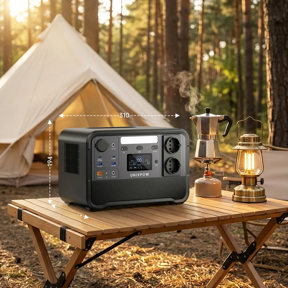 Outdoor Camping Home Backup DPS 1200 Portable Station 1200W LiFePO4 Battery 300000mAh Solar Panel Flashlight Cigar