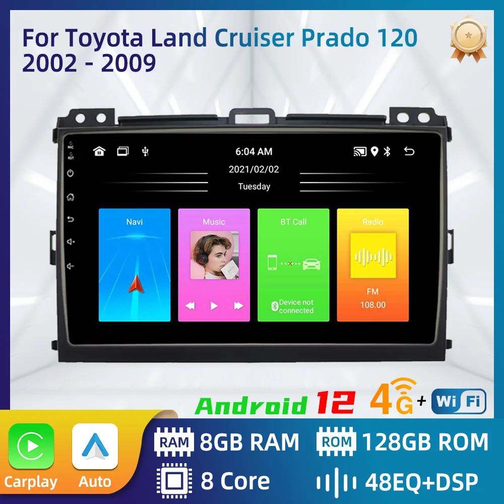 

Car Radio For Toyota Land Cruiser Prado 120 3 Lexus GX470 J120 2003 - 2009 Android Car Multimedia Player GPS Navigation Carplay